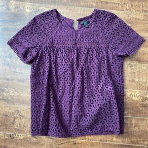 J. Crew Purple Eyelet Top